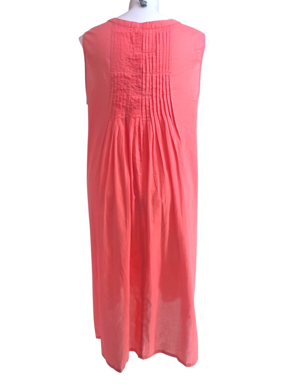 LA CERA Coral Cotton Pintuck Midi Dress XL Boho Embroidered India - Picture 2 of 13
